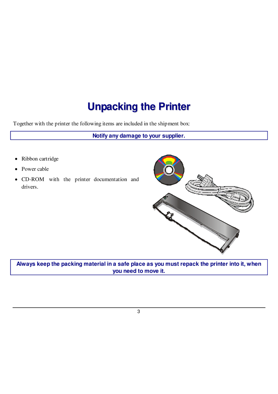 CPG SP40 manual Unpacking the Printer 