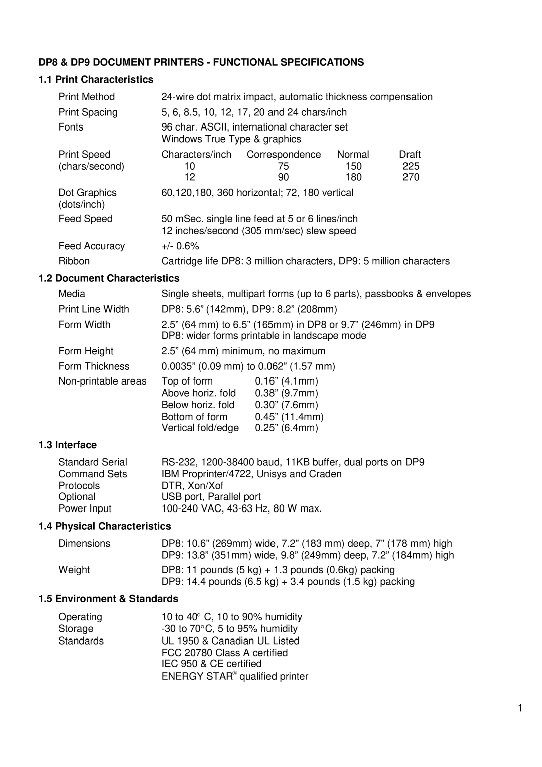 Craden Peripherals DP9 technical manual Document Characteristics 