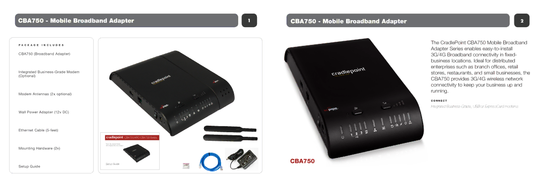 Cradlepoint setup guide CBA750 Mobile Broadband Adapter 