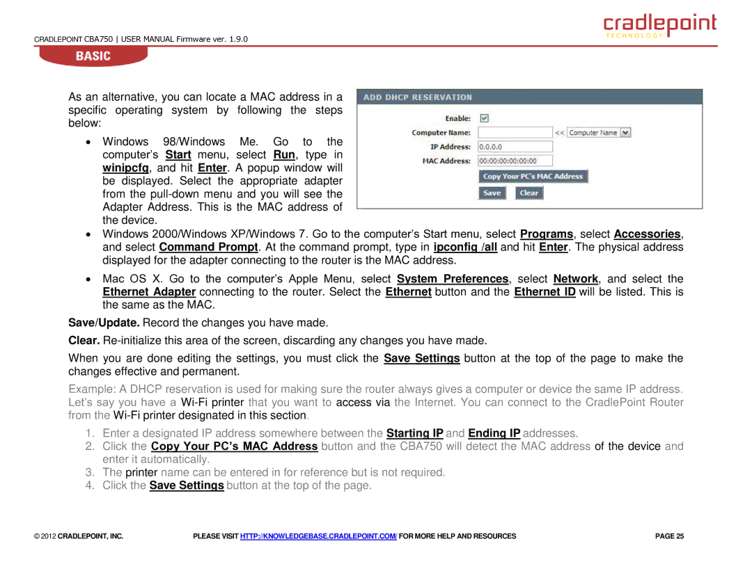 Cradlepoint CBA750 manual Cradlepoint, Inc 