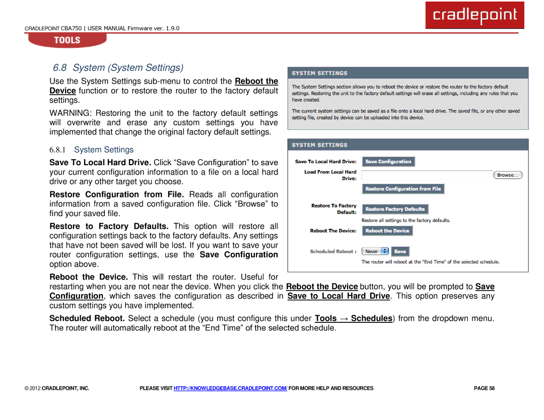 Cradlepoint CBA750 manual System System Settings 