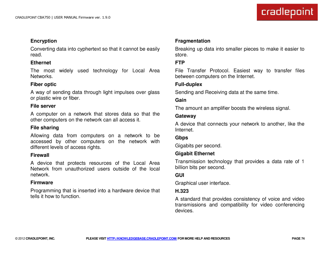 Cradlepoint CBA750 manual Ftp, Gui 