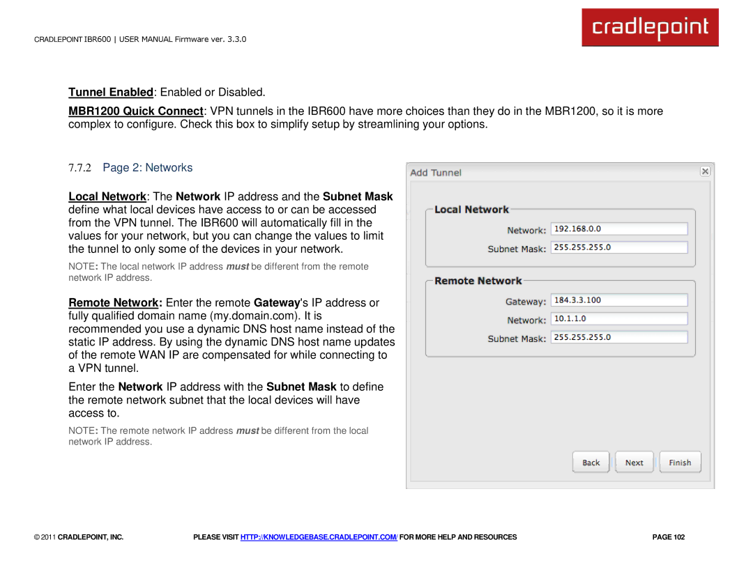 Cradlepoint IBR600 manual Networks 