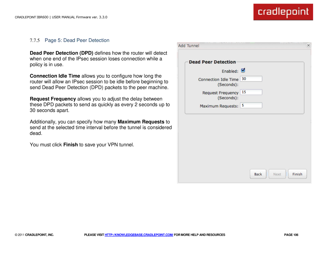 Cradlepoint IBR600 manual Dead Peer Detection 