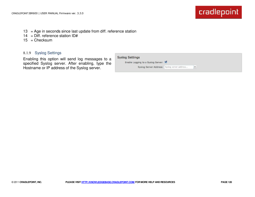 Cradlepoint IBR600 manual Syslog Settings 