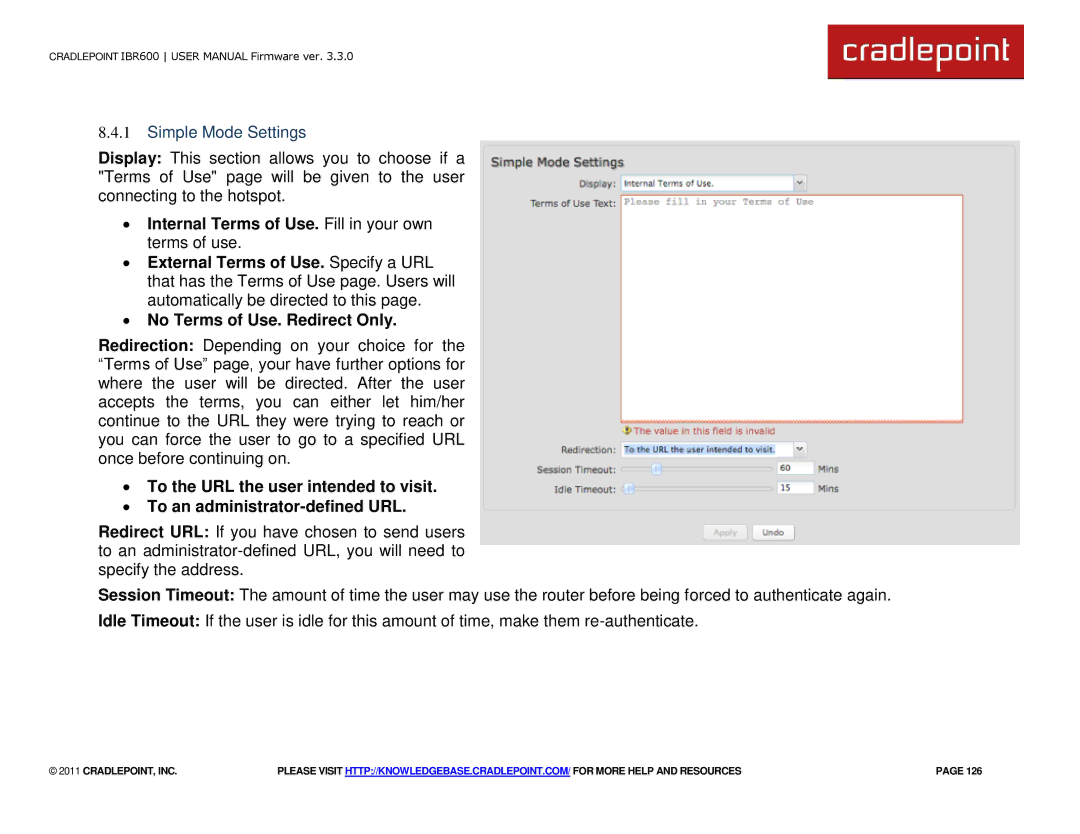 Cradlepoint IBR600 manual Simple Mode Settings 