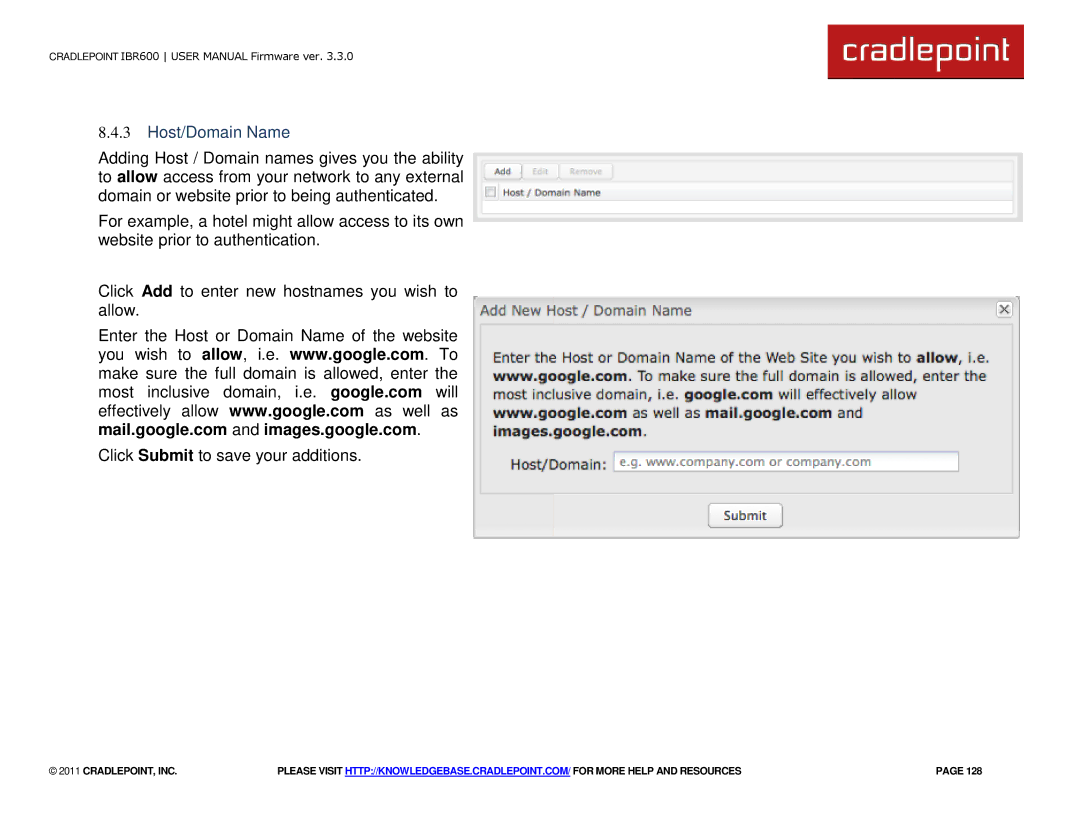 Cradlepoint IBR600 manual Host/Domain Name 