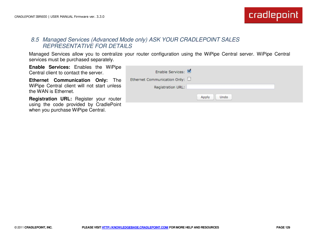 Cradlepoint IBR600 manual Cradlepoint, Inc 