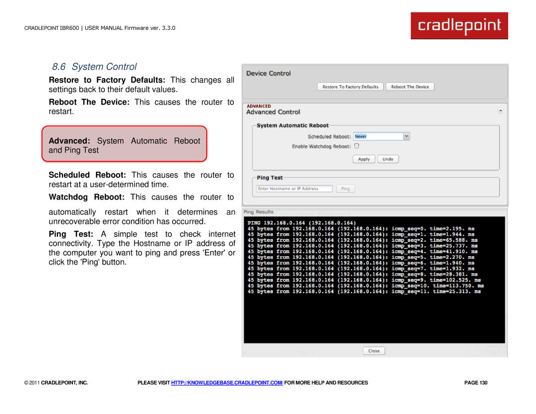 Cradlepoint IBR600 manual System Control 