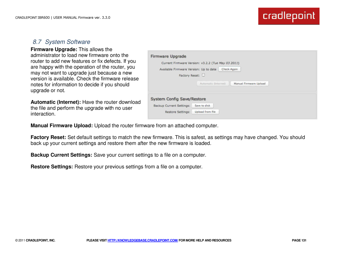 Cradlepoint IBR600 manual System Software 