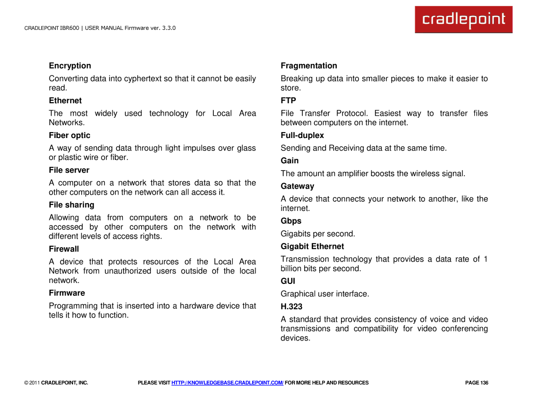 Cradlepoint IBR600 manual Ftp, Gui 