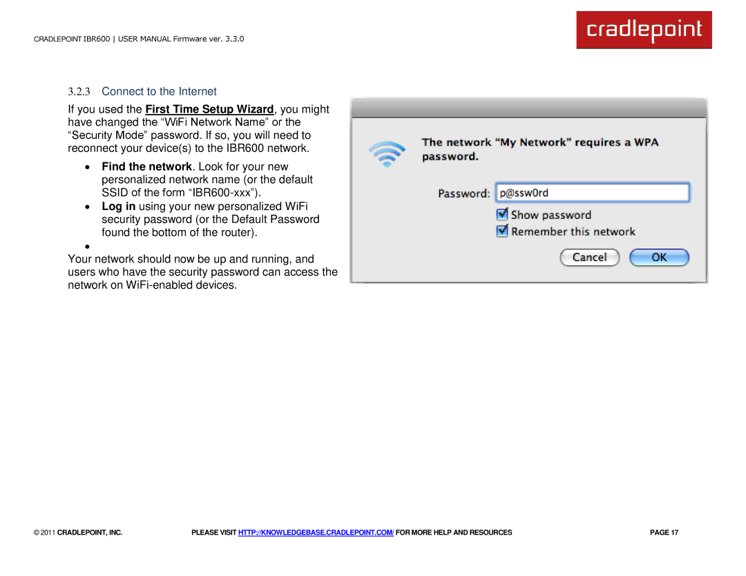 Cradlepoint IBR600 manual Connect to the Internet 