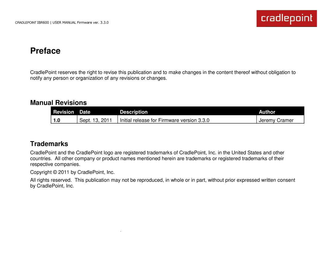 Cradlepoint IBR600 manual Preface 