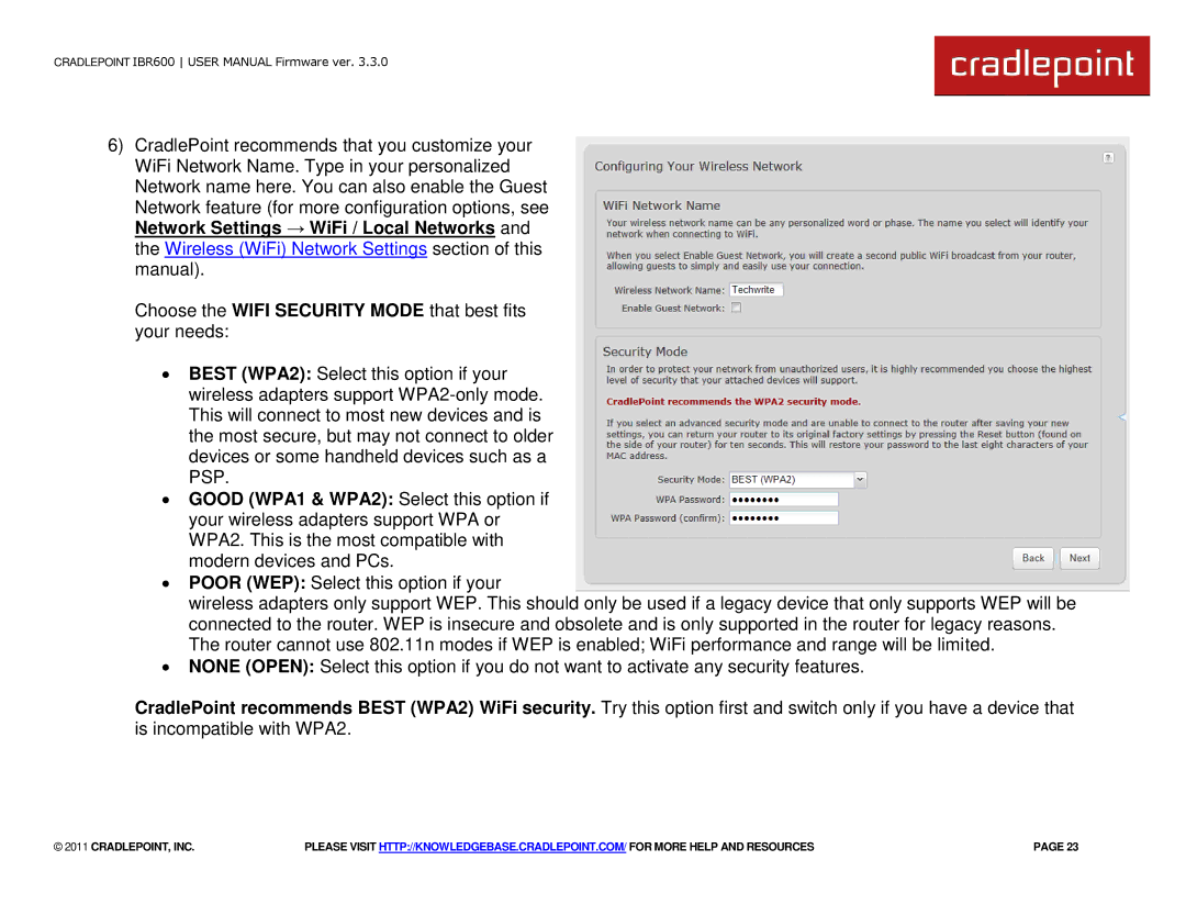 Cradlepoint IBR600 manual Cradlepoint, Inc 