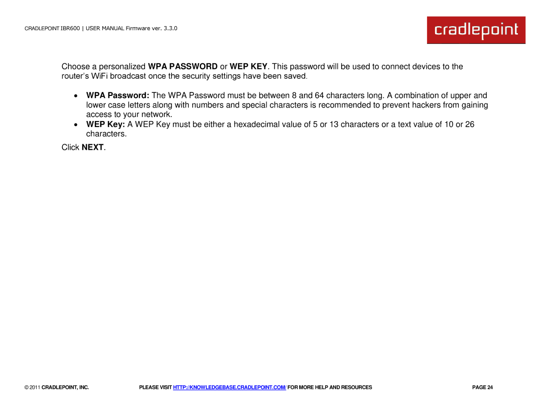 Cradlepoint IBR600 manual Cradlepoint, Inc 