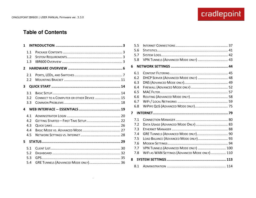 Cradlepoint IBR600 manual Introduction 