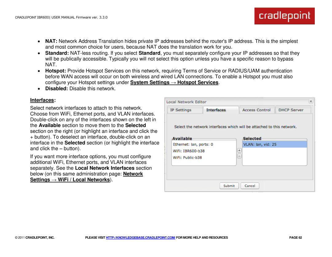 Cradlepoint IBR600 manual Interfaces 