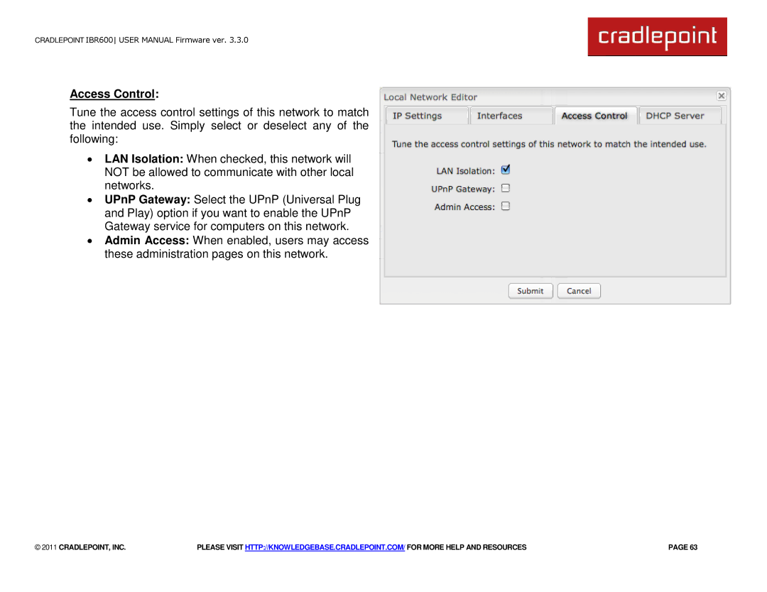 Cradlepoint IBR600 manual Access Control 