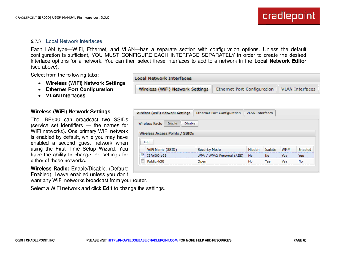 Cradlepoint IBR600 manual Local Network Interfaces 