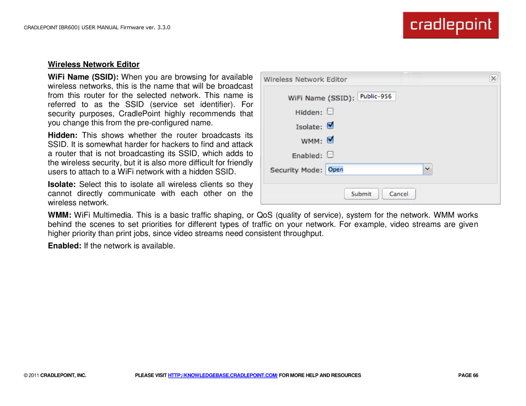 Cradlepoint IBR600 manual Wireless Network Editor 