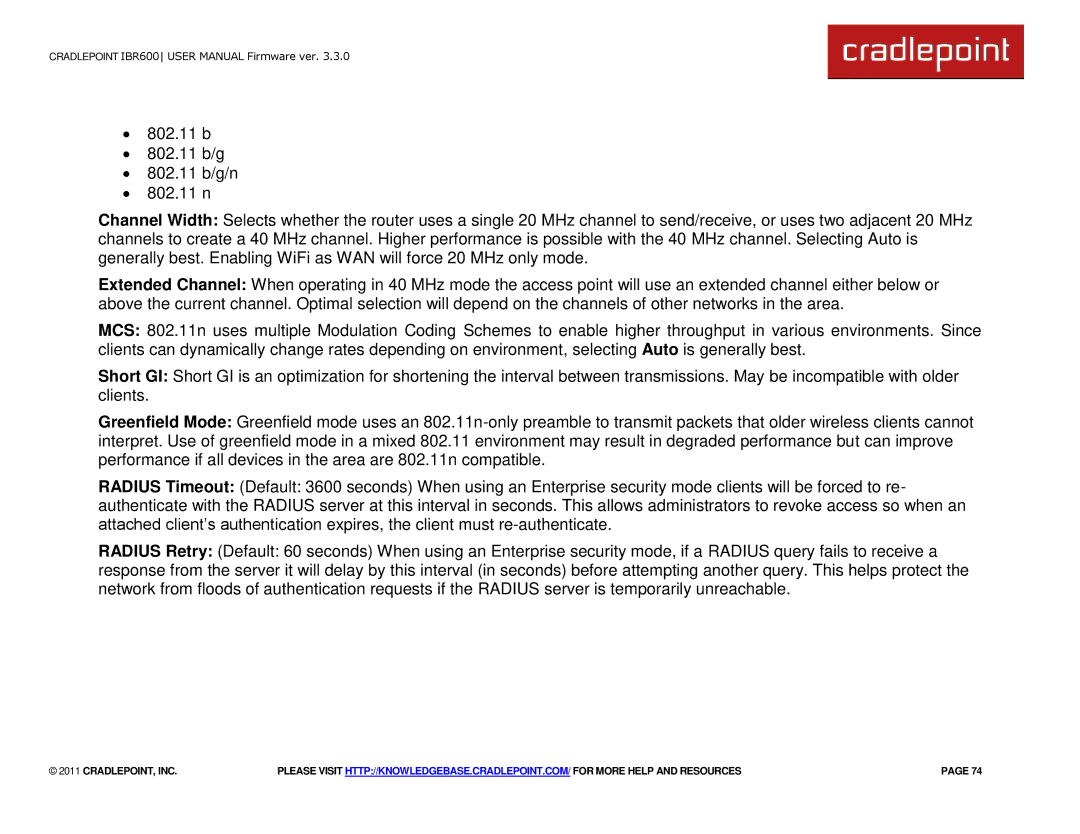 Cradlepoint IBR600 manual Cradlepoint, Inc 