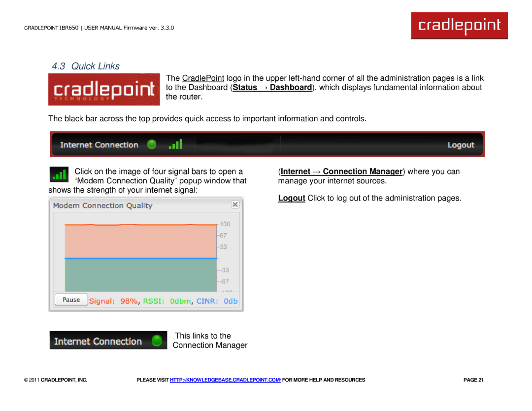 Cradlepoint IBR650 manual Quick Links 