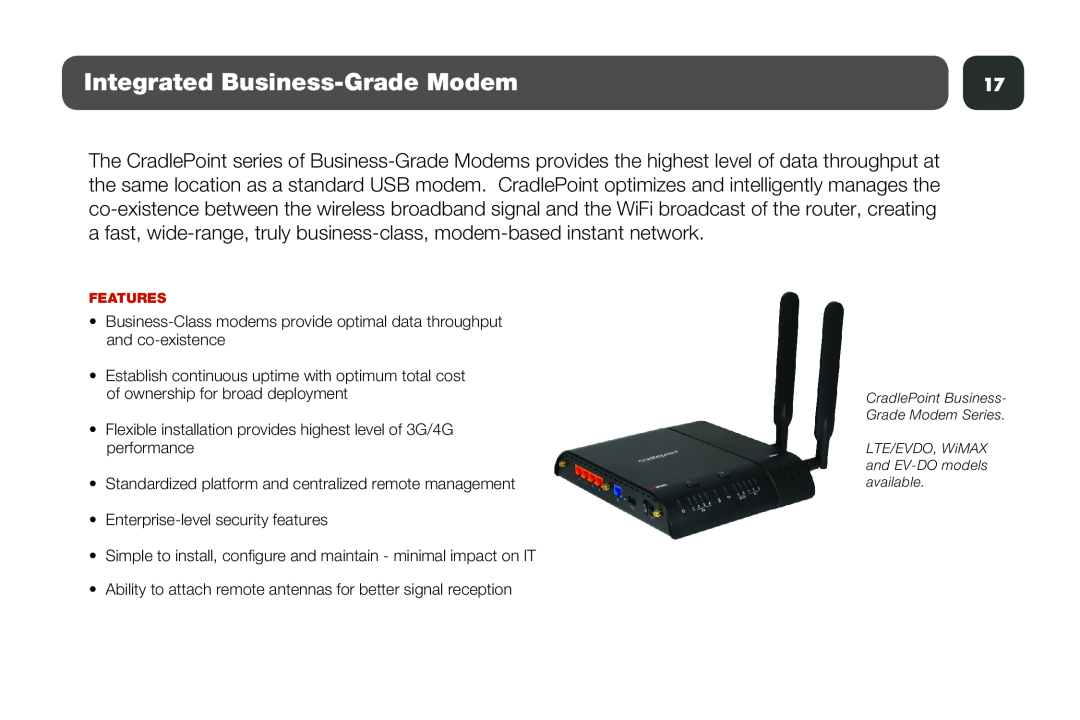 Cradlepoint MBR1400 setup guide Integrated Business-Grade Modem 