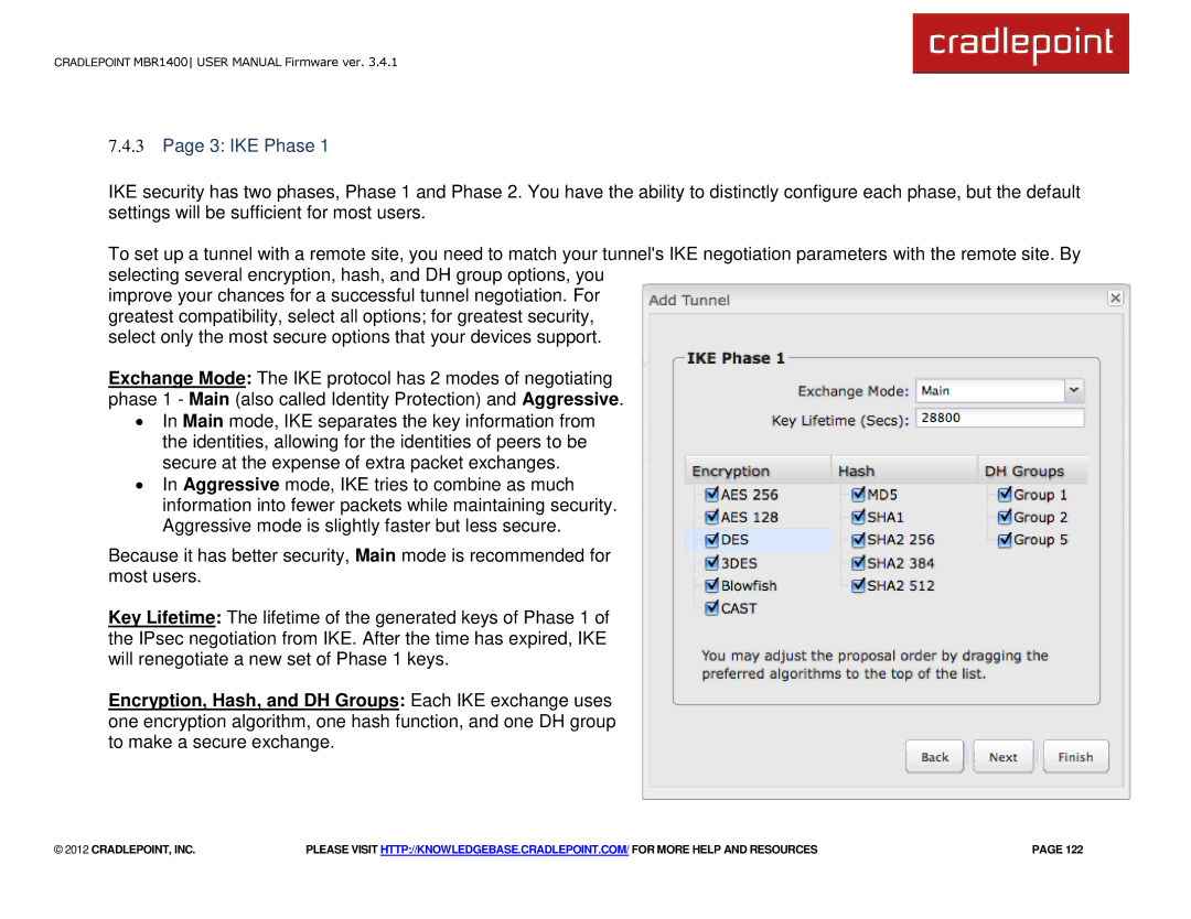 Cradlepoint MBR1400LE manual IKE Phase 