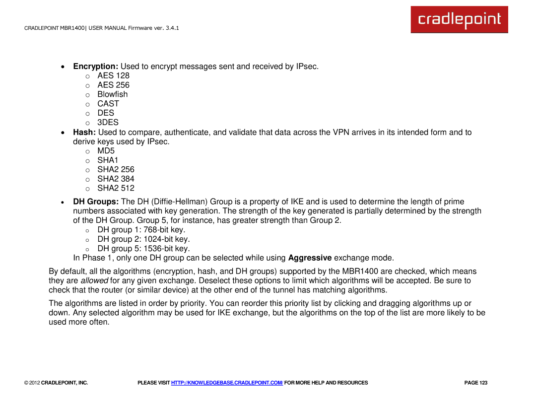 Cradlepoint MBR1400LE manual Cradlepoint, Inc 