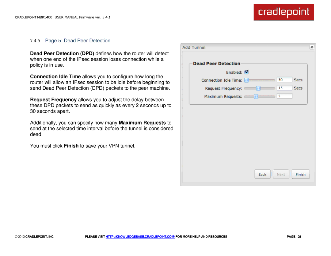 Cradlepoint MBR1400LE manual Dead Peer Detection 