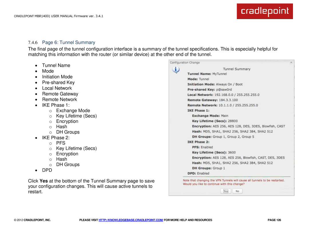 Cradlepoint MBR1400LE manual Tunnel Summary, ∙ Dpd 