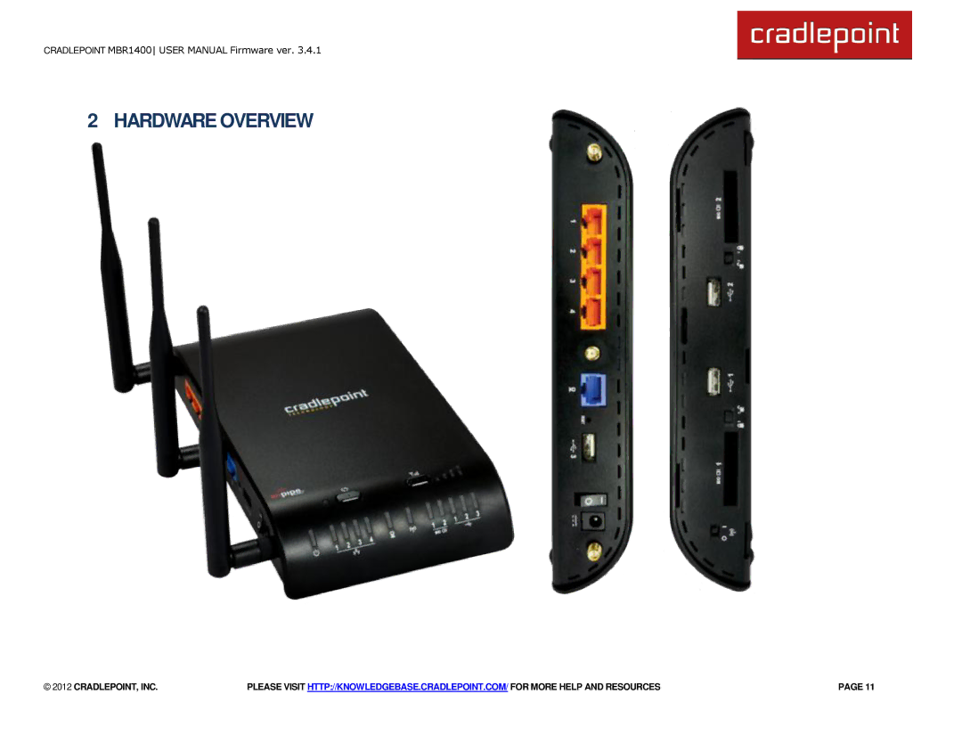 Cradlepoint MBR1400LE manual Hardware Overview 