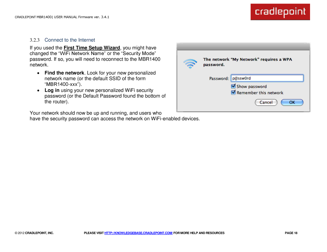 Cradlepoint MBR1400LE manual Connect to the Internet 