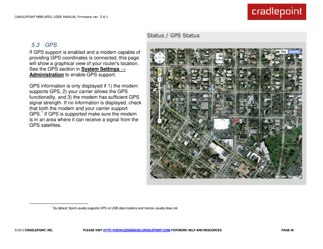 Cradlepoint MBR1400LE manual Gps 