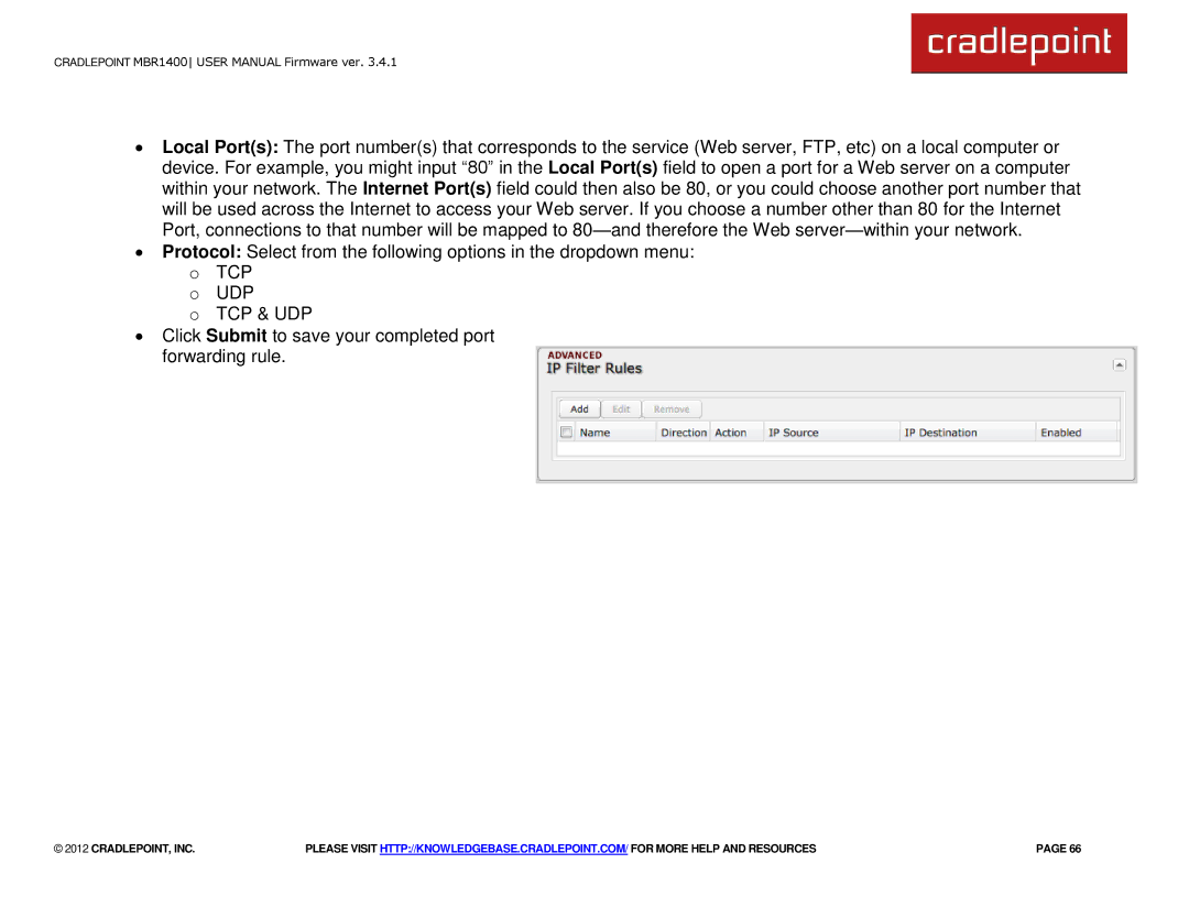 Cradlepoint MBR1400LE manual Cradlepoint, Inc 