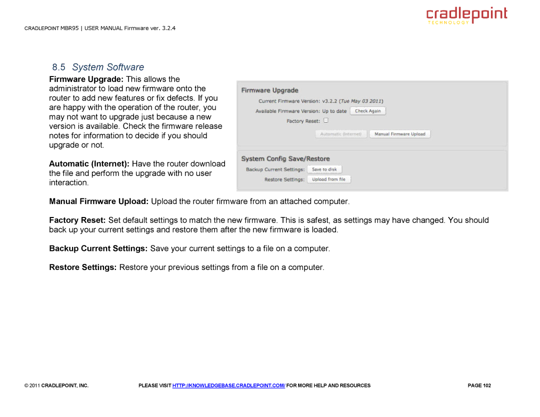Cradlepoint MBR95 manual System Software 