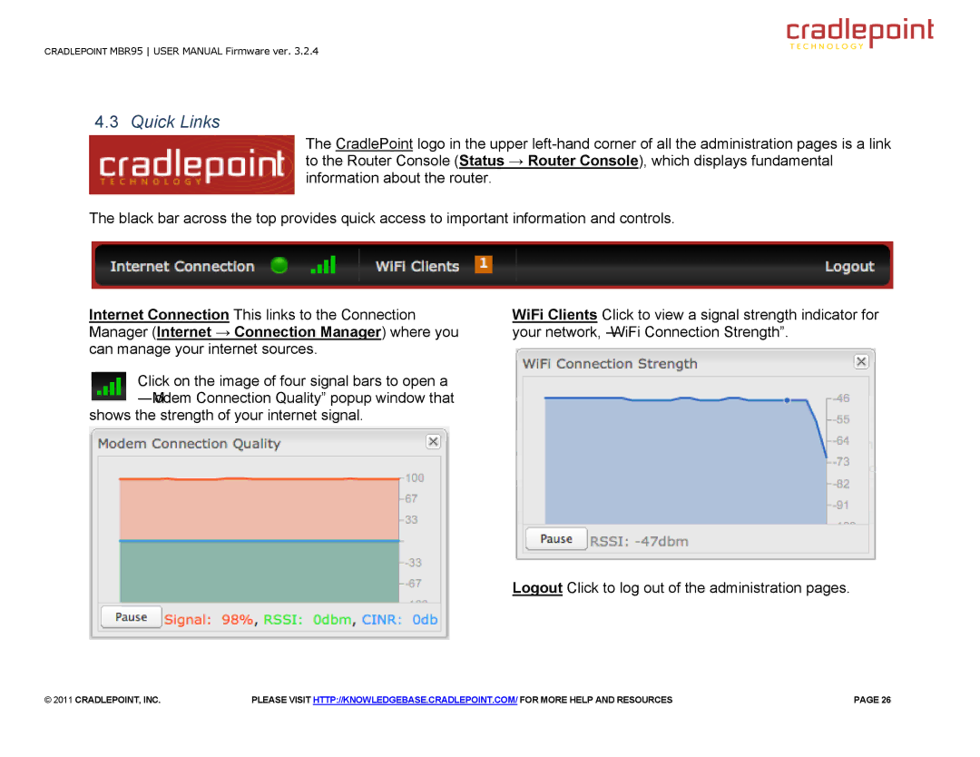 Cradlepoint MBR95 manual Quick Links 