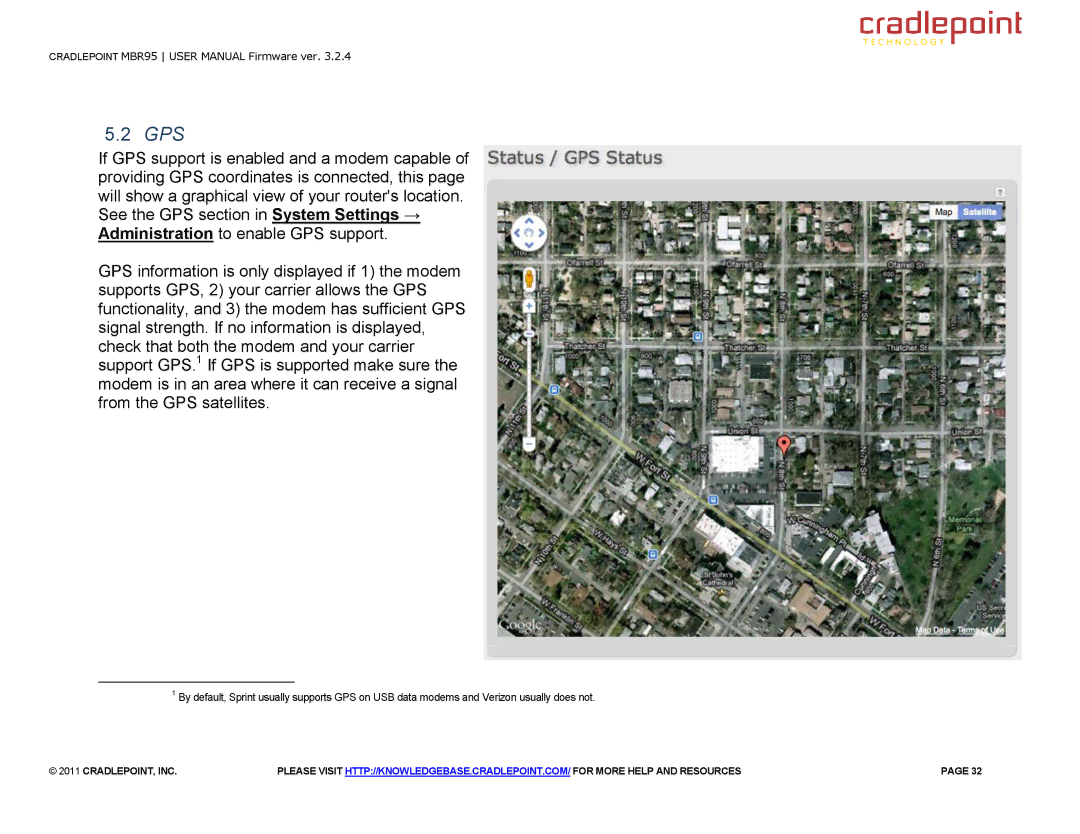 Cradlepoint MBR95 manual Gps 