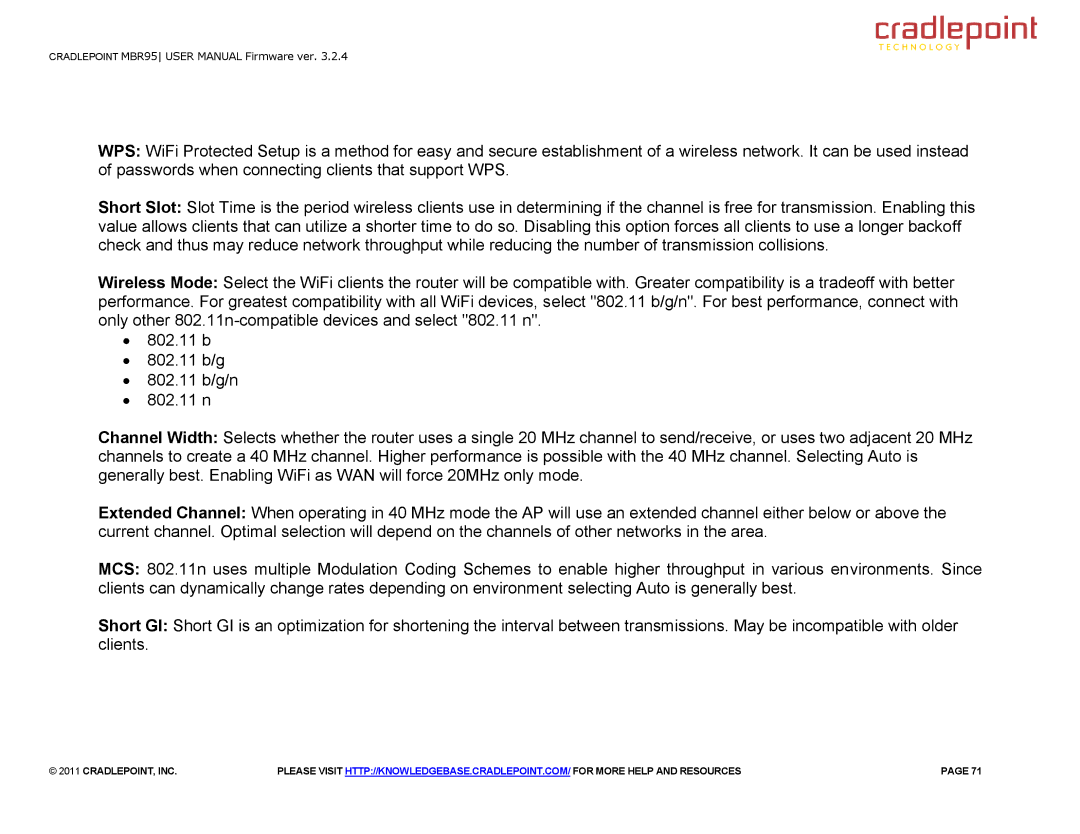 Cradlepoint MBR95 manual Cradlepoint, Inc 