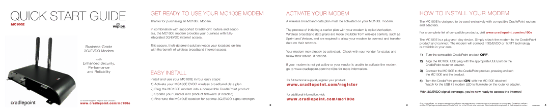 Cradlepoint MC100E quick start Quick Start Guide 