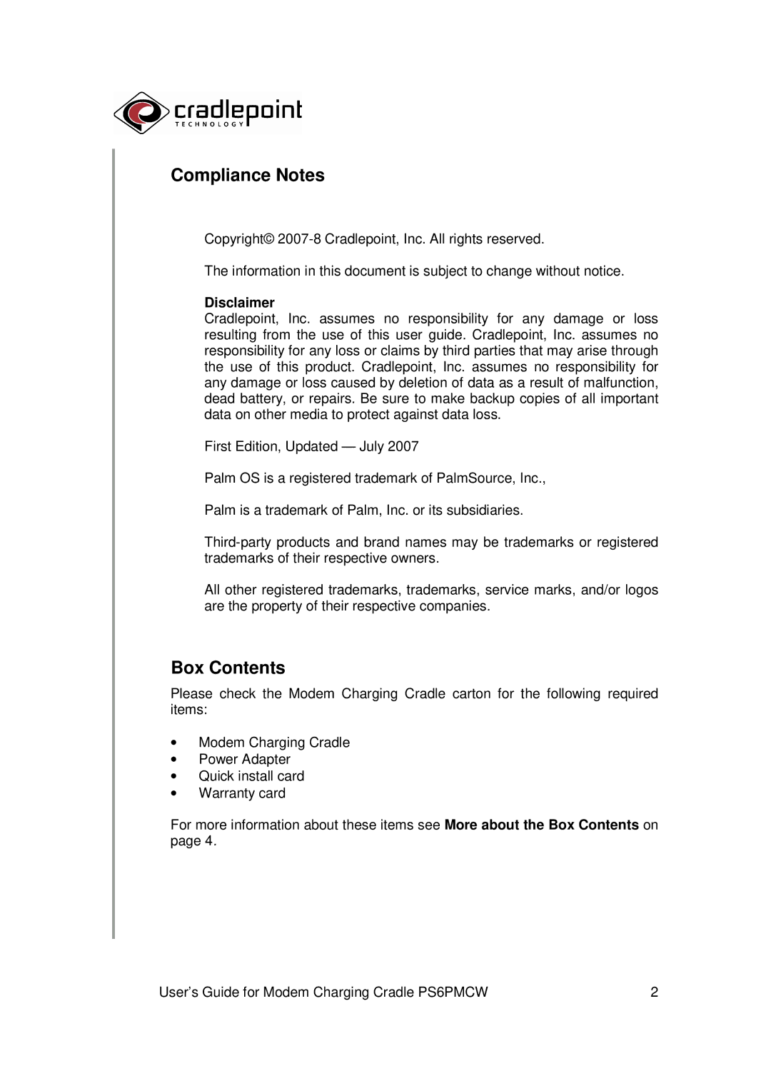 Cradlepoint PS6PMCW manual Compliance Notes 