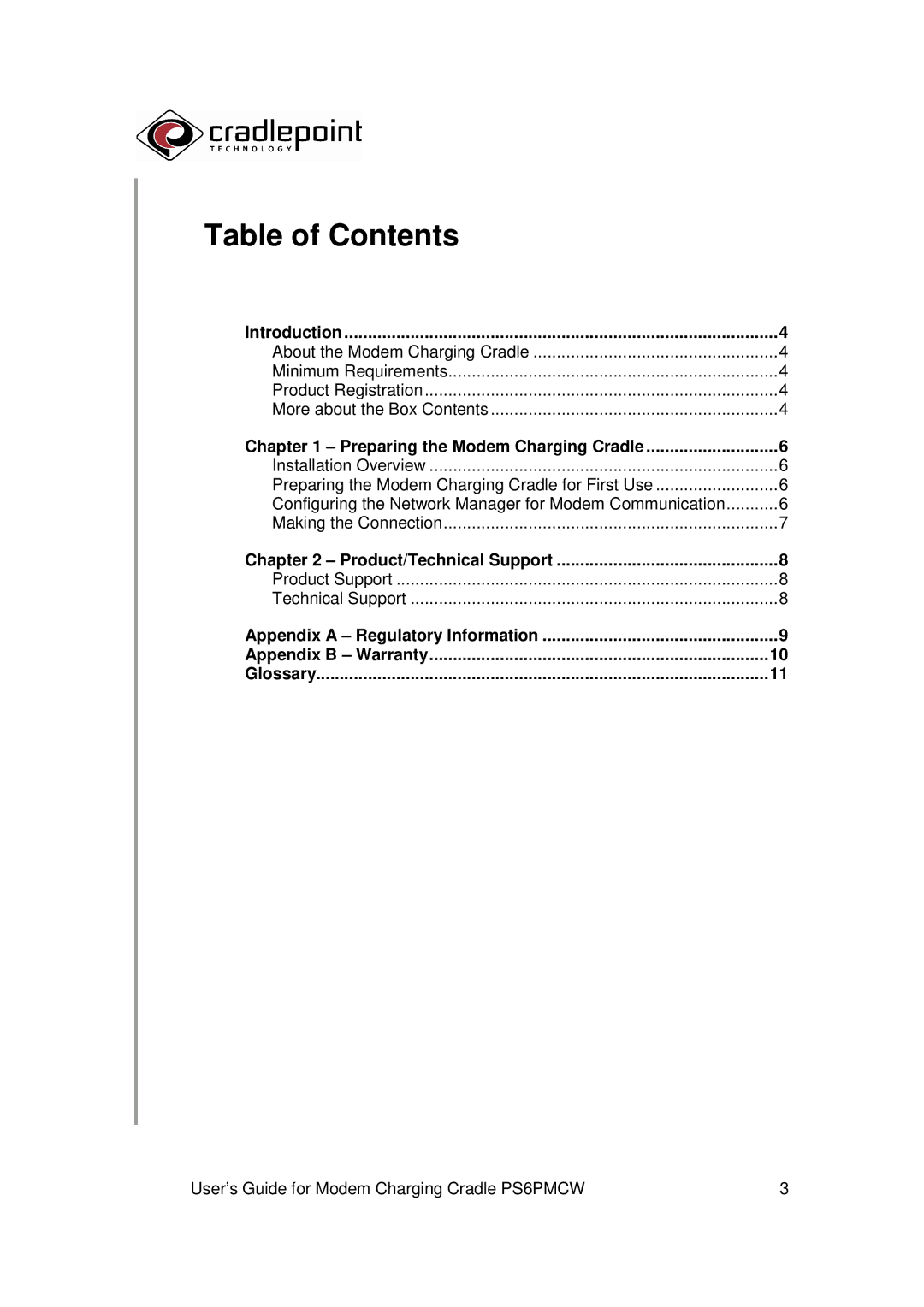 Cradlepoint PS6PMCW manual Table of Contents 