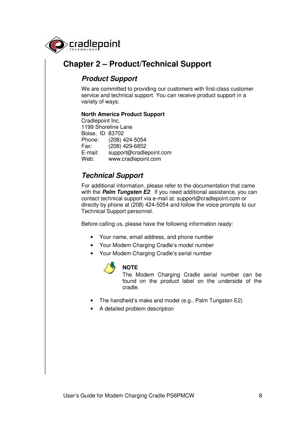 Cradlepoint PS6PMCW manual Product/Technical Support, Product Support 