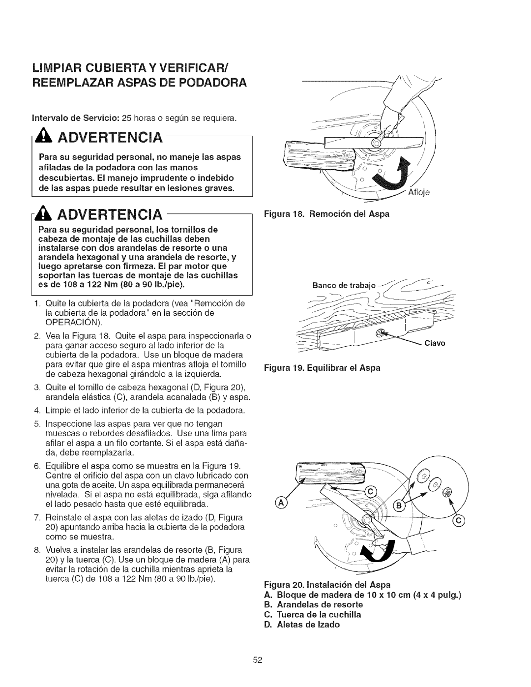 Craftsman 107.27768 manual Para su seguridad personal, los tornillos de, Operacion 