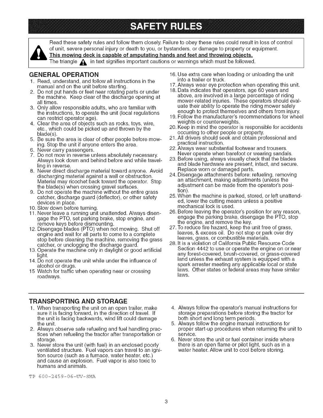 Craftsman 107.2777 manual General Operation 