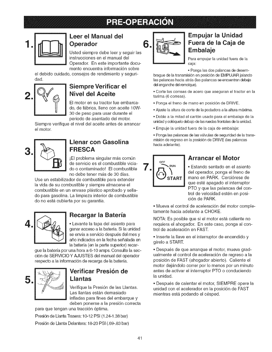 Craftsman 107.2777 manual Operador, Fresca 