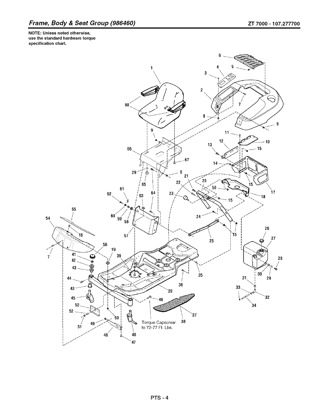 Craftsman 107.2777 manual Frame, Body & Seat Group 