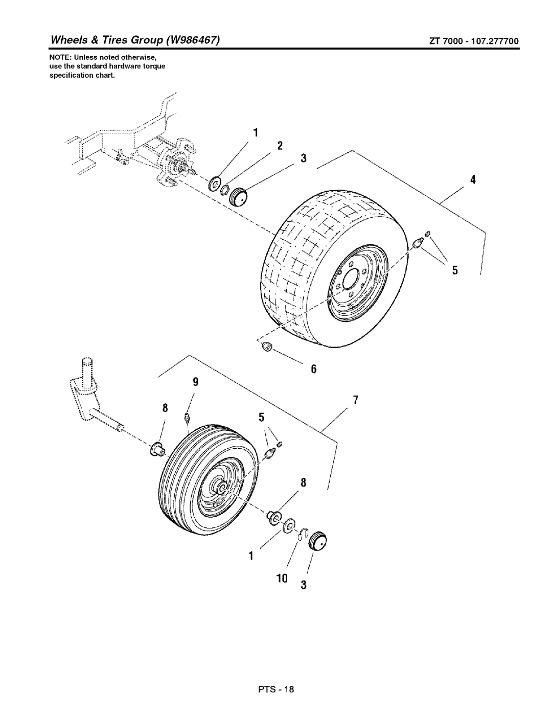 Craftsman 107.2777 manual Wheels & Tires Group W986467 ZT 7000 