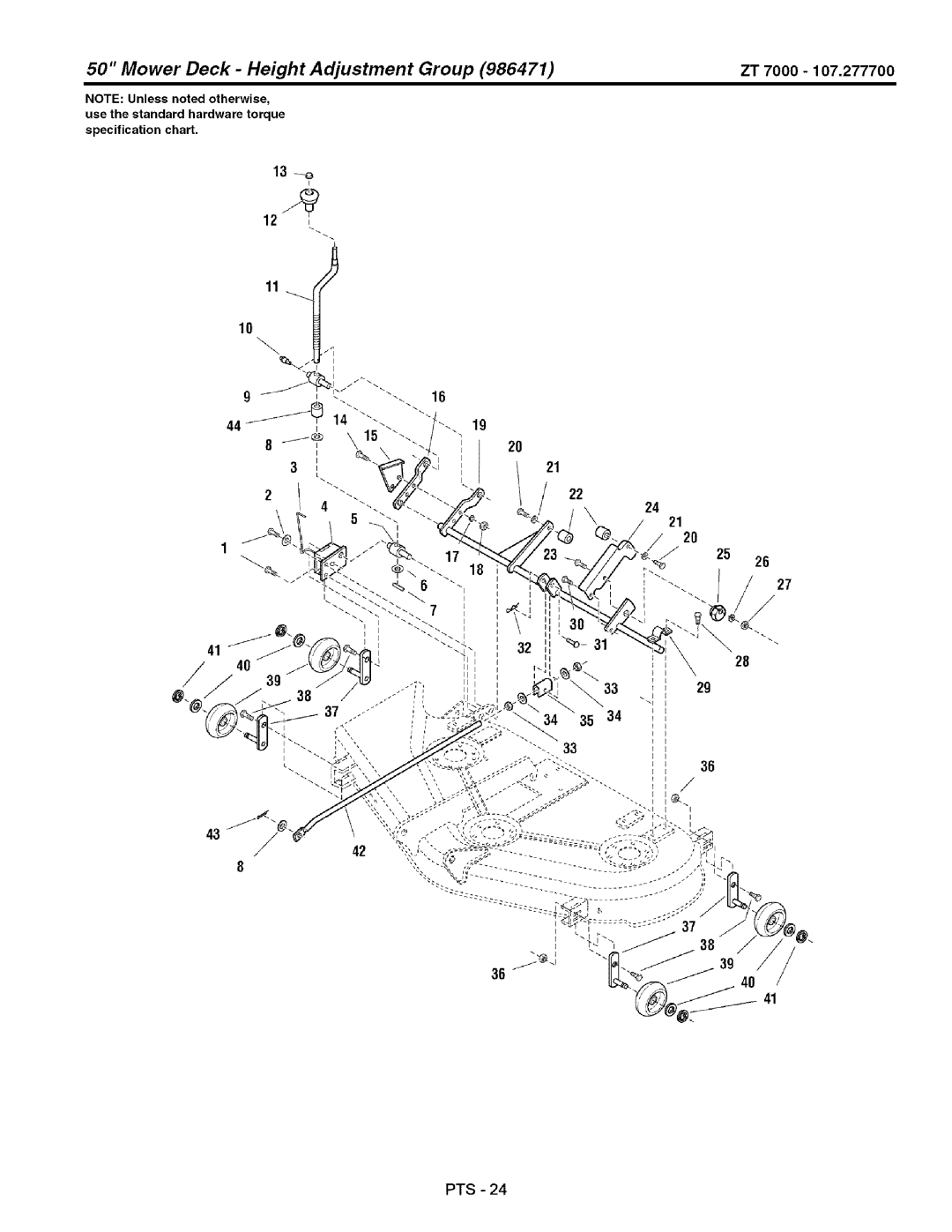 Craftsman 107.2777 manual Mower Deck Height Adjustment Group ZT 7000 