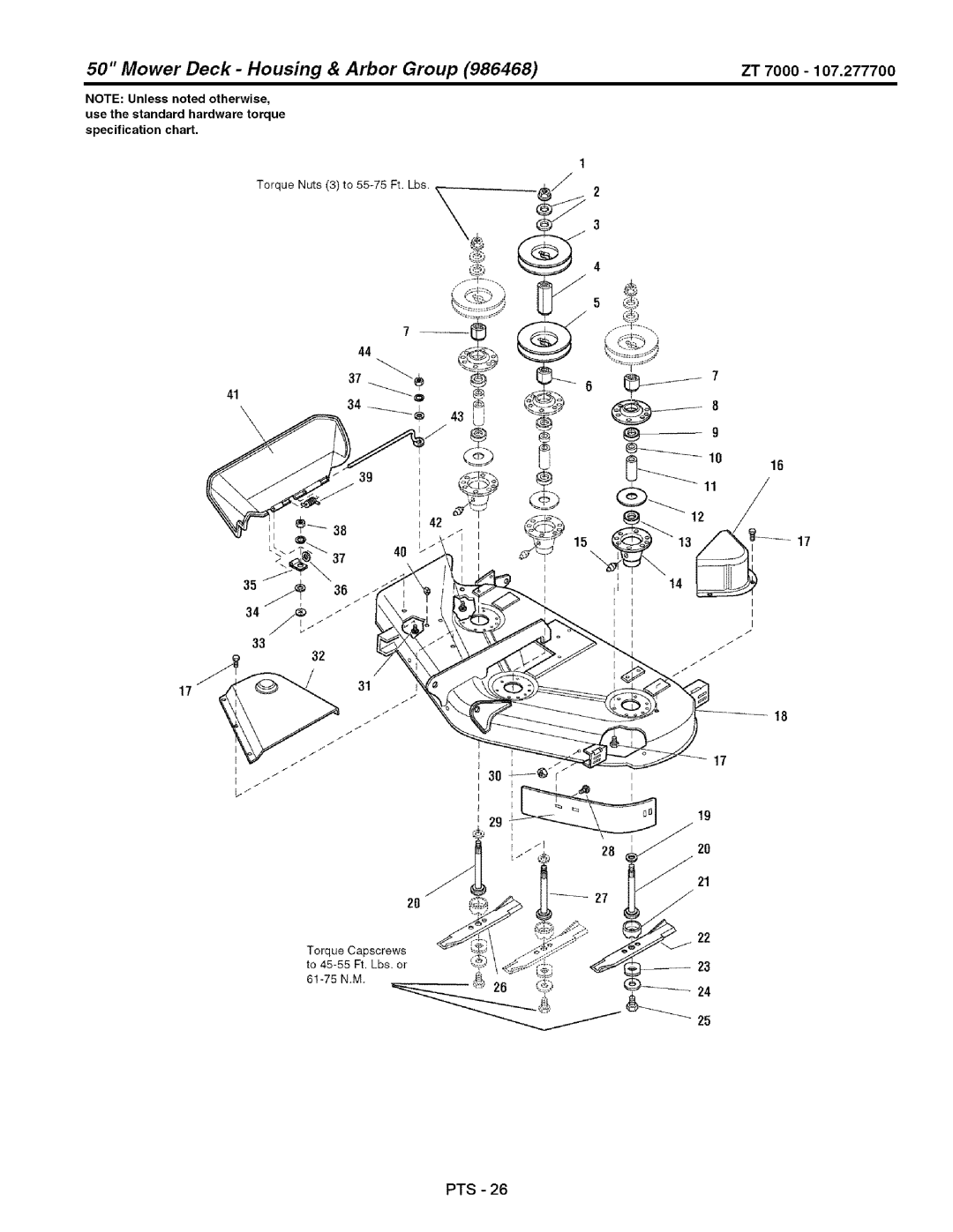 Craftsman 107.2777 manual Mower Deck Housing & Arbor Group ZT 7000 